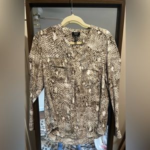 Snakeskin button down blouse